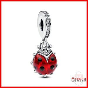 Sterling Silver Ladybug Charm Bracelet Dangle 1cm